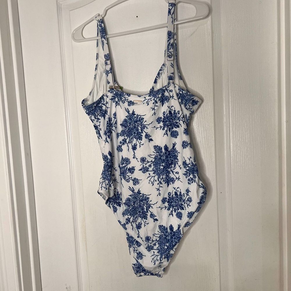 Berlook Womens Swimsuit 2XL Blue Tie‎ Floral One Piece Swimwear Stretch NWT - Picture 5 of 9